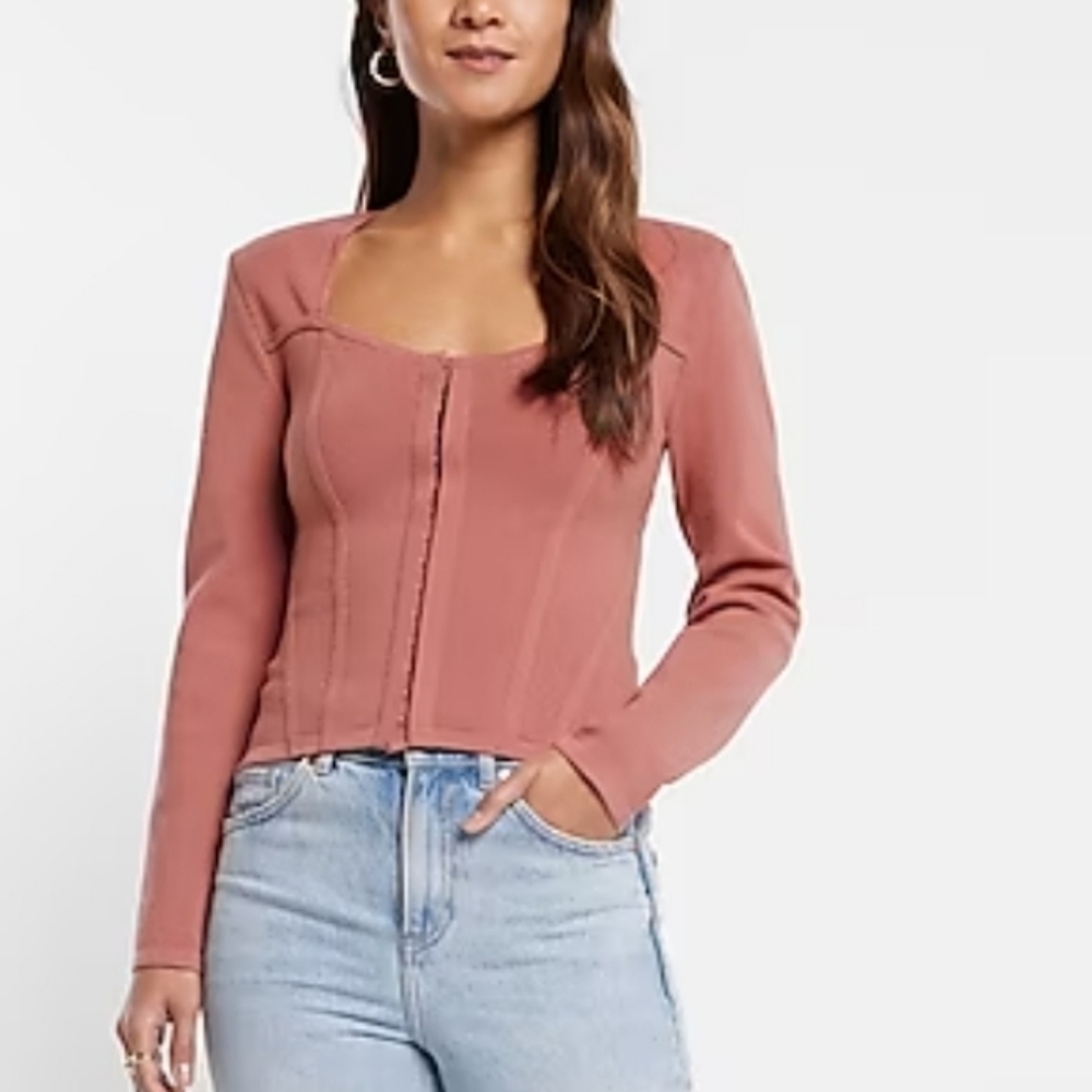 ❤️ NWT! EXPRESS BODY CONTOUR CORSET SWEATER JACKET TOP, SMALL